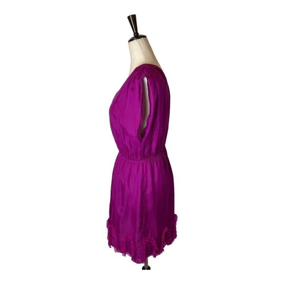 Charlie Jade Anthropologie Pink Silk One Shoulder Ruffle Hem Mini Dress S - Picture 5 of 10